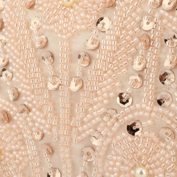 BEADED Sequin Flower Clutch Bag Champagne - Picture 8 of 8